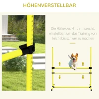 PawHut Honden Agility-Set, Hindernissen/Slalompalen/Grondstaven, Draagtas, Robuust, Geel(m-4)