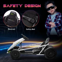 HOMCOM 24V Electric Go Kart for Kids, Drift Ride-On Racing Go Kart with 2 Speeds, for Boys Girls Aged 8-12 Years Old, White(m-6)