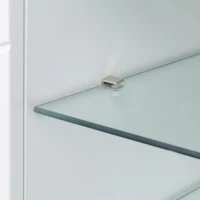 Meuble TV Moderne Brillant avec Étagère en Verre Réglable et Charnières Silencieuses, Support pour TV jusqu'à 70 Pouces, 160x38,5x60 cm, Blanc(m-8)