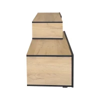 Meuble TV modulable à longueur réglable, trois tiroirs et un grand compartiment, 120x34,5x30 cm + 120x34,5x50 cm, style scandinave, coloris Naturel(m-10)