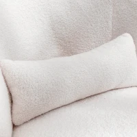 Fauteuil de Bureau Pivotant en Peluche Teddy avec Coussin Lombaire, Base en Métal Pivotante à 360°, Capacité 100 kg, 65x70x73 cm, Blanc(m-7)