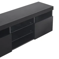 Moderner TV-Schrank mit LED-Beleuchtung, Hochglanz und Glaselementen, Schwarz(m-4)
