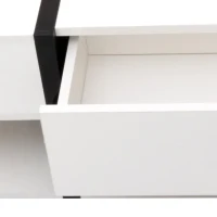 Couchtisch 78x78 Hochglanz mit künstlerischem Design, 4 Schubladen und zusätzlichem Stauraum Weiß und Schwarz(m-4)