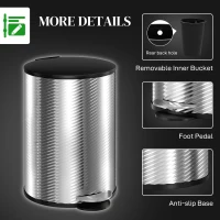 HOMCOM 20L Stainless Steel Compact Home Bin(m-7)