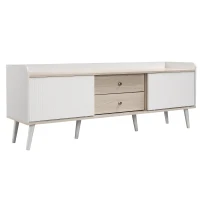 TV-Schrank mit Schubladen und Schiebetüren, elegantes Design, Weiß(m-9)