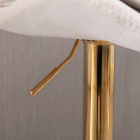 Set of 2 Kitchen Bar Stools with Rolling Edge Backrest and Gold Legs, 360° Rotatable Breakfast Bar Stools with Adjustable Seat Height, Beige(m-11)