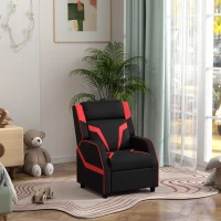 AIYAPLAY 2 in 1 Kids Chair Recliner with Backrest, Armrest, Footrest, PU Leather, for 3-9 Years Old, Black(m-10)