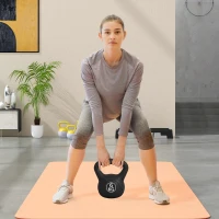 HOMCOM Kettlebell de 6 kg pentru Sport și Fitness cu Bază Plată și Mâner, Greutate din Plastic, 20x13x22 cm, Negru(m-2)