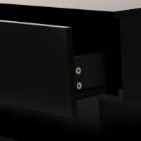 Hochglanz-Couchtisch mit LED-Beleuchtung, Schubladen und zwei Ablageebenen, Schwarz(m-6)