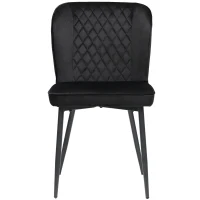 Set of 2 Velvet Black Dining Chairs with Metal Legs and Wing Back, Upholstered Accent Chairs for Dining Room, 47x43x86 cm, Black(m-9)