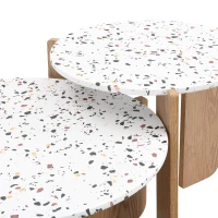 Table basse multifonctionnelle imbriquée moderne, artistique, 70x70x35 cm + 50x50x45,5 cm, couleur Naturelle(m-8)