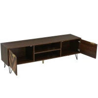 TV-Schrank 150 cm Massivholzfurnier mit Eisenfüßen und Stauraum für Wohnzimmer Holzfarbe(m-9)