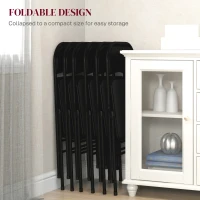 HOMCOM Set 6 Scaune Pliabile, Scaune Moderne cu Perne din Poliester pentru Acasă și Birou, 45x46x78 cm, Negru(m-6)