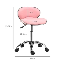 HOMCOM Adjustable Rolling Swivel Beauty Salon Chair, Stool for Spa, Pink(m-3)