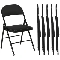 HOMCOM Set 6 Scaune Pliabile, Scaune Moderne cu Perne din Poliester pentru Acasă și Birou, 45x46x78 cm, Negru(m-1)