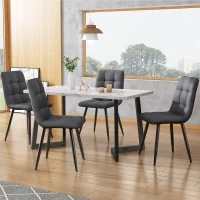 Set of 4 Ergonomic Linen Upholstered Dining Chairs with Metal Frame and Backrest for Kitchen or Dining Room, Gray(m-1)