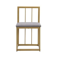 Six-Chair Dining Table Set, Modern Dining Table and Chairs with Backrests and Upholstery, Gold Iron Frame, 140x80x76 cm, Gold(m-13)