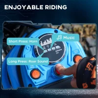 HOMCOM 24V Electric Motorbike with Twist Grip Throttle, Music, Horn, 12" Pneumatic Tyres, 16km/h Max Speed - Blue(m-7)