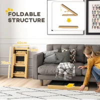 PawHut Adjustable Dog Steps Dog Ramp, 3-Step Non-slip Pet Stairs for Medium Sized Dogs, Foldable Dog Stairs for Bed Sofa(m-7)