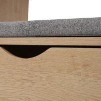 Schuhschrank mit 4 Klappen und Sitzbank, weiches Sitzkissen, grifflose Schuhkommode in Naturholzoptik, Natur(m-10)
