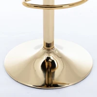 Set of 2 Adjustable Breakfast Bar Stools with Rolling Edge Backrest, Gold Legs, and 360° Rotatable Seat, Load-Bearing up to 136 kg, Black(m-13)