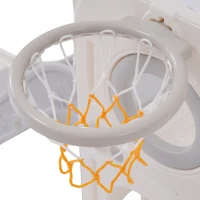 Toboggan multifonctionnel pour enfants 6 en 1 avec rampe, double plateforme, casiers, panier de basket et échelle, 174x150x95 cm, Gris+blanc(m-10)