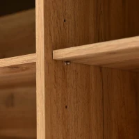 Moderner Holz-Sideboard mit drei Türen und verstellbaren Regalen, einfache Montage, platzsparend und robust, Schwarze+Holzfarbe(m-6)