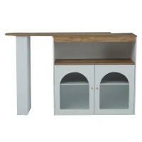 Modern Extendable Dining Table with Storage and LED Strip, Swivel Bar Bistro Table, 138-193x39x105 cm, White(m-10)