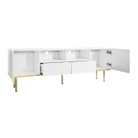 Modern Fernsehschrank 165 cm Weiss mit goldenen Verzierungen, TV-Schrank Weiss(m-8)