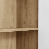 Moderne Hochglanz-Vitrine mit LED-Beleuchtung und Glastüren, App-gesteuert, für Wohnzimmer und Esszimmer, Weiß und Holzfarbe(m-7)