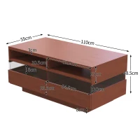 Couchtisch mit LED-Beleuchtung, zwei Schubladen, modernes Design mit Acryl-Elementen, Walnuss(m-3)