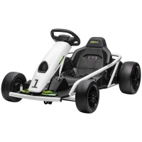 HOMCOM 24V Electric Go Kart for Kids, Drift Ride-On Racing Go Kart with 2 Speeds, for Boys Girls Aged 8-12 Years Old, White(m-11)