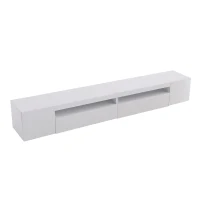 Moderner TV-Schrank mit LED-Beleuchtung, weißes Panel, 240 cm, für Wohn- und Esszimmer, Weiß(m-10)