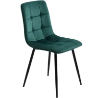 Set of 4 Velvet Upholstered Dining Chairs with Metal Frame and Backrest, 44x41x86 cm, Green(m-7)