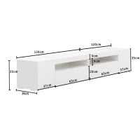 Moderner TV-Schrank mit LED-Beleuchtung, weißes Panel, 240 cm, für Wohn- und Esszimmer, Weiß(m-3)