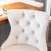 Set of 2 Adjustable Velvet Bar Stools with Backrest, Gold Electroplated Legs, 360° Rotatable, 62-82 cm Height, 45x45 cm Base, Up to 136 kg Load, Beige(m-9)