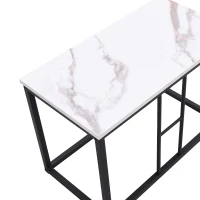 Modern Luxury 6 Seater Dining Table Set with Six Chairs, MDF Seat Cushions and Gold-Plated Iron Frames, Black(m-12)