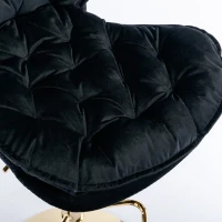 Set of 2 Adjustable Breakfast Bar Stools with Rolling Edge Backrest, Gold Legs, and 360° Rotatable Seat, Load-Bearing up to 136 kg, Black(m-11)