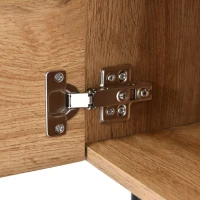 Moderner TV-Schrank mit Holzmaserung und 7-farbigen LED-Leuchten, einfacher Montage und großem Stauraum, Holzfarbe(m-4)