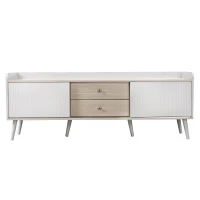 TV-Schrank mit Schubladen und Schiebetüren, elegantes Design, Weiß(m-2)