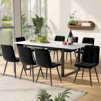 Telescopic Oblong Dining Table with Iron Metal Legs, MDF Marble Top, Extendable Table for Dining Room, Living Room, 180x80x75 cm, White(m-8)