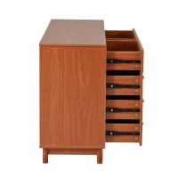 Schminktisch-Set mit LED-Beleuchtung, 360° drehbarer Spiegel, 8 Schubladen und flexiblem Stauraum, Walnuss(m-7)