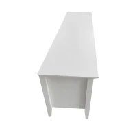 Meuble TV en Rotin Courbé avec Portes Peintes et Compartiments Ouverts, 160x38x50 cm, Blanc(m-7)