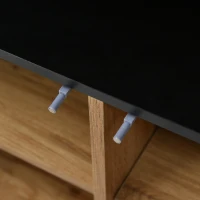 Moderner Holz-Sideboard mit drei Türen und verstellbaren Regalen, einfache Montage, platzsparend und robust, Schwarze+Holzfarbe(m-5)