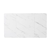 Modern Rectangular Extendable Dining Table with Adjustable Feet, Marble Pattern MDF Top and Metal Frame, 140x80x75 cm, White/Black(m-10)