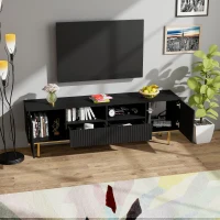 Moderner TV-Schrank mit vergoldeten Akzenten und Stauraum, schwarz(m-6)