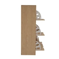 Schuhschrank mit 4 Klappen und Sitzbank, weiches Sitzkissen, grifflose Schuhkommode in Naturholzoptik, Natur(m-7)