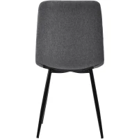 Set of 4 Ergonomic Linen Upholstered Dining Chairs with Metal Frame and Backrest for Kitchen or Dining Room, Gray(m-13)