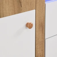 Meuble TV Bas Mobile avec Lumières LED Changeantes, Étagères en Verre et Tiroirs, 180x35x50 cm, Naturel(m-9)