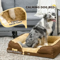 PawHut Calming Dog Bed Pet Mattress w/ Removable Cover, Anti-Slip Bottom, for Medium Dogs, 90L x 69W x 21Hcm - Brown(m-6)